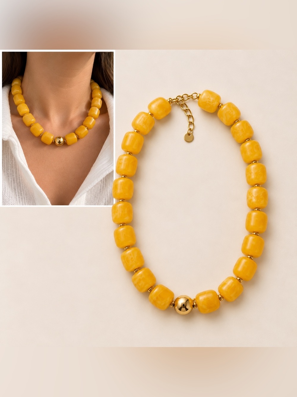 Yellow Beaded Necklace